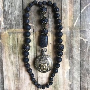 Black Lava Stone Buddhist Pendant Car Charm/Hanger